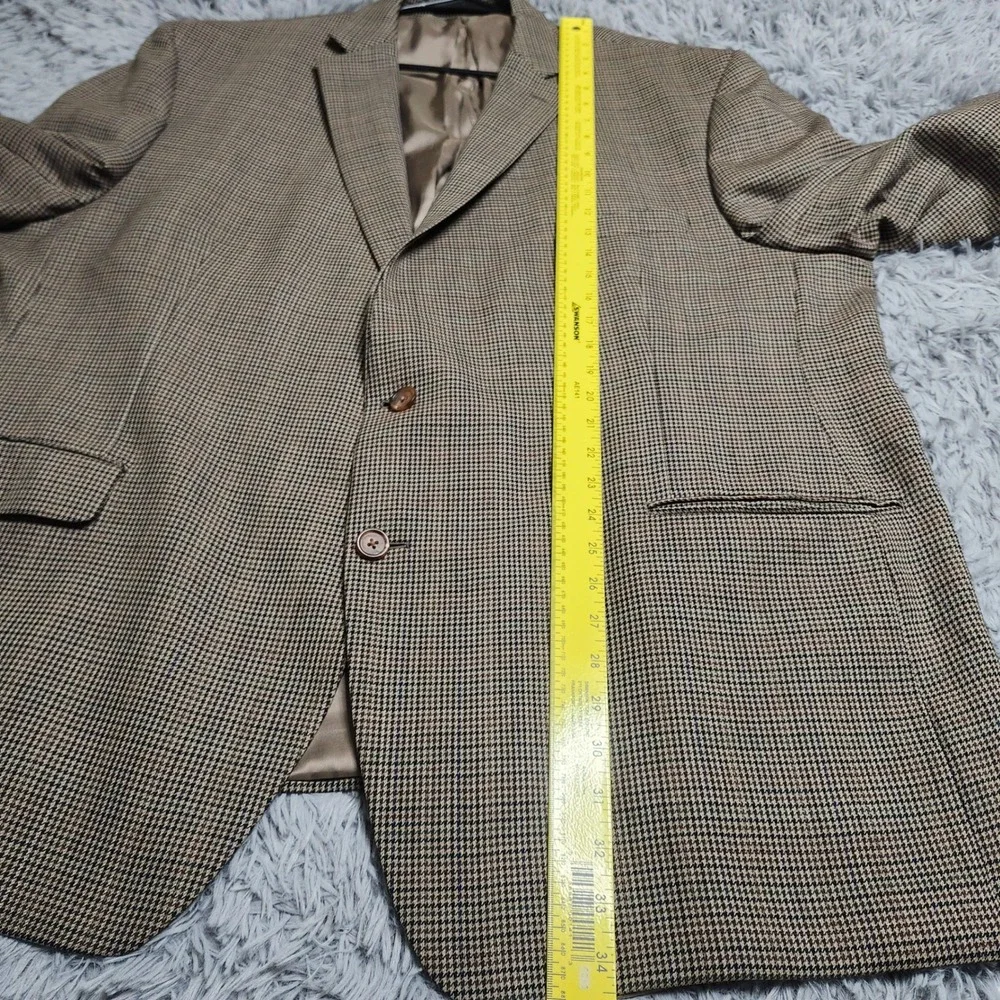 Lauren Ralph Lauren Blazer Mens 54R Brown Houndstooth 100% Wool Sport Coat Suit